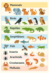 Types of animals with name for kids
